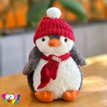 عروسک پنگوئن کلاه قرمز لاکچری