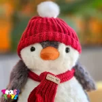 عروسک پنگوئن کلاه قرمز لاکچری