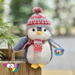 عروسک پنگوئن شال و کلاه بافت اورجینال