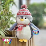 عروسک پنگوئن شال و کلاه بافت اورجینال