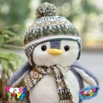 عروسک پنگوئن شال و کلاه بافت اورجینال