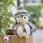 عروسک پنگوئن شال و کلاه بافت اورجینال